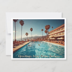Groeten uit Santa Barbara, 1960s Retro Sfeer Briefkaart