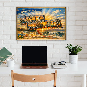 Groeten uit Santa Monica Oude ansichtkaart Poster