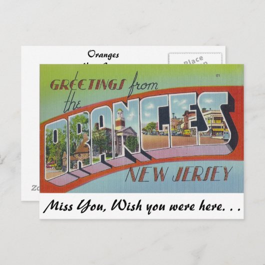 Groeten uit Sinaasappel, New Jersey Briefkaart (Voorkant / Achterkant)