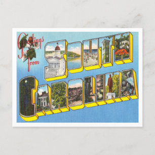 Groeten uit South Carolina Vintage Travel Briefkaart
