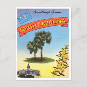 Groeten uit South Carolina Vintage Travel Briefkaart