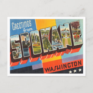 Groeten uit Spokane, Washington Vintage Travel Briefkaart