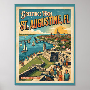 Groeten uit St Augustine Retro Poster