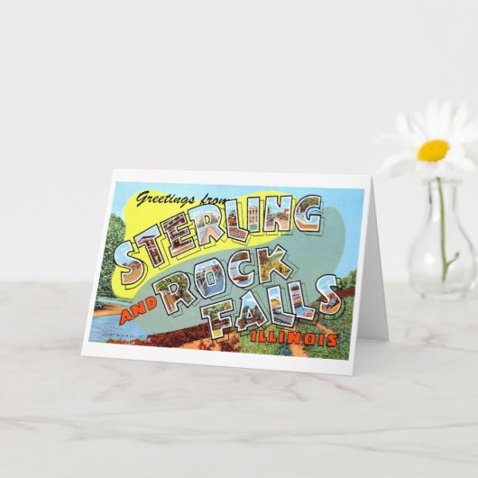 Groeten uit Sterling en Rock Herfsten, Illinois Kaart (Kleine Plant)