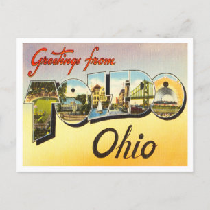Groeten uit Toledo, Ohio Vintage Travel Briefkaart