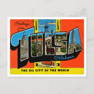 Groeten uit Tulsa, Oklahoma Vintage Travel Briefkaart