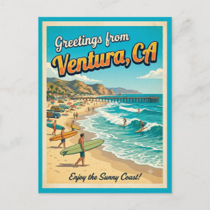 Groeten uit Ventura California Retro Surf Strand Briefkaart