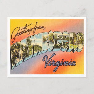 Groeten uit Waynesboro, Virginia Vintage Travel Briefkaart