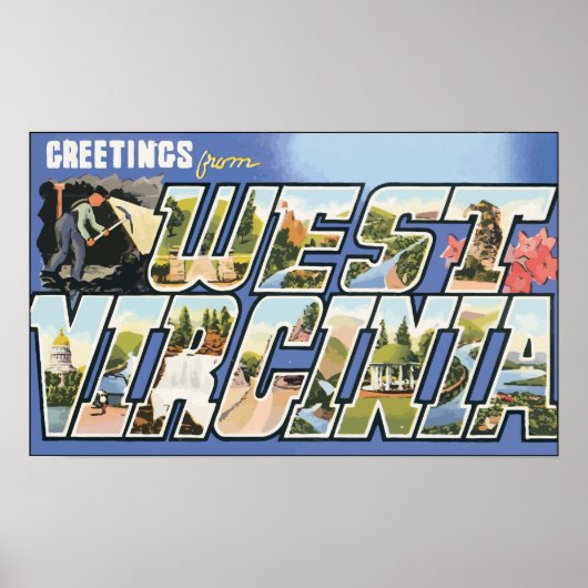 Groeten uit West Virginia, Vintage Poster (Voorkant)