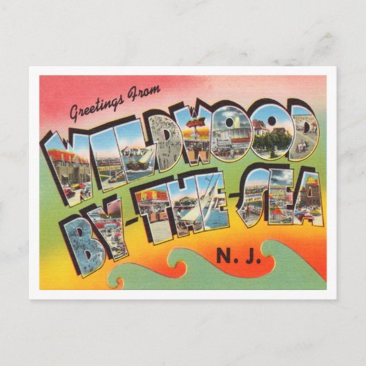 Groeten uit Wildwood door het Zee, New Jersey Briefkaart (Voorkant)