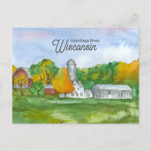 Groeten uit Wisconsin Boerderij Midwest Landschap Briefkaart