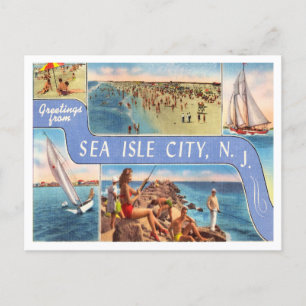 Groeten uit Zee Isle City, New Jersey Travel Briefkaart