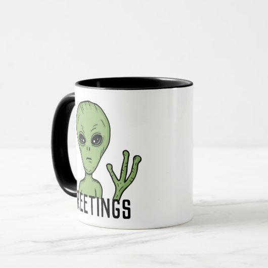 Groeten van Alien en UFO Mok (Voorkant links)