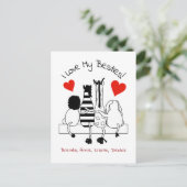 Groeten van beste vrienden briefkaart (Staand voorkant)