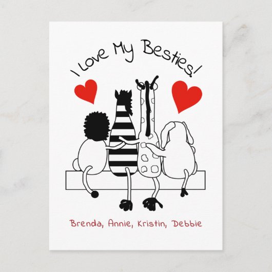 Groeten van beste vrienden briefkaart (Voorkant)