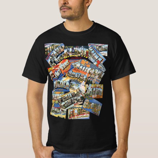  groeten van ... Briefkaarten collage T-shirt (Voorkant)