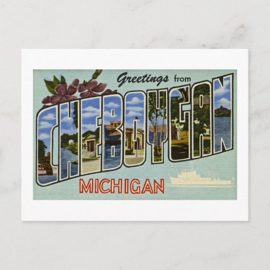 Groeten van Cheboygan Michigan! Briefkaart (Voorkant)
