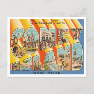 Groeten van Coney Island, New York Travel Briefkaart