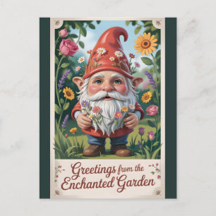 "Groeten van de Betoverde Tuin" Kabouter Briefkaart