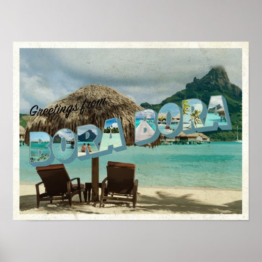 Groeten van de  kaart Bora Bora Bora Poster (Voorkant)