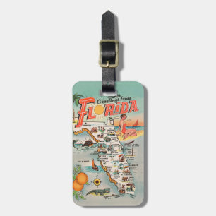 Groeten van de kaart van Florida met foto's Bagagelabel