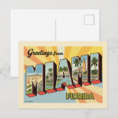 Groeten van de Miami Florida Vintage Briefkaart (Voorkant / Achterkant)