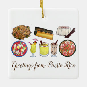 Groeten van de Puerto Rico Carribean Island Foods Keramisch Ornament