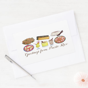 Groeten van de Puerto Rico Carribean Island Foods Rechthoekige Sticker