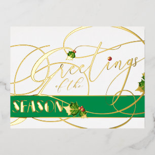 Groeten van de Season Gold Calligrafie Folie Feestdagen Briefkaart