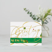 Groeten van de Season Gold Calligrafie Folie Feestdagen Briefkaart (Staand Voorkant)