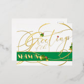 Groeten van de Season Gold Calligrafie Folie Feestdagen Briefkaart (Voorkant / Achterkant)