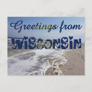 Groeten van de staatsvlag van Wisconsin USA Heart Briefkaart
