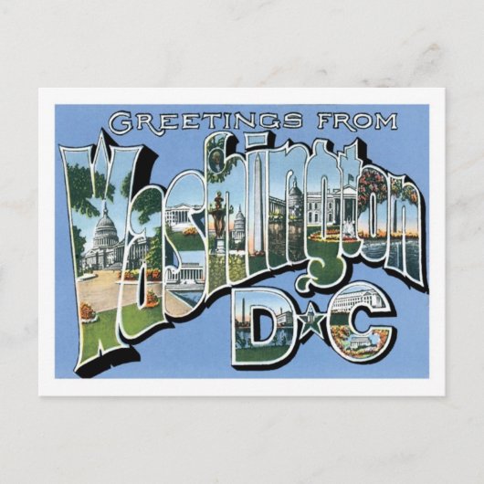 Groeten van de Vintage van Washington DC Briefkaart (Voorkant)