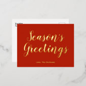 Groeten van Elegant Script Season Folie Feestdagen Briefkaart (Voorkant / Achterkant)