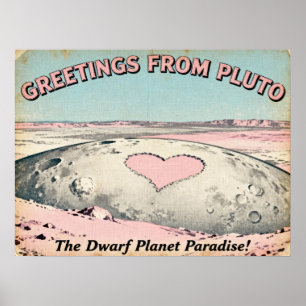 Groeten van het Pluto Retro Sci-Fi Poster