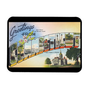 Groeten van het Poster van de Reis Connecticut_Vin Magneet