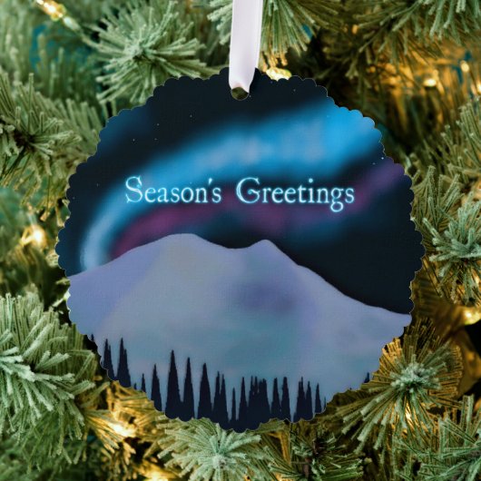Groeten van het seizoen - Blauwe Aurora Ornament Kaart (Insitu (Drie))