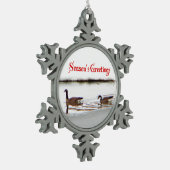 Groeten van het seizoen - Honkers - Canada Gese Tin Sneeuwvlok Ornament (Links)