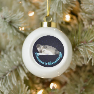 Groeten van het seizoen - Ringed zegel Keramische Bal Ornament