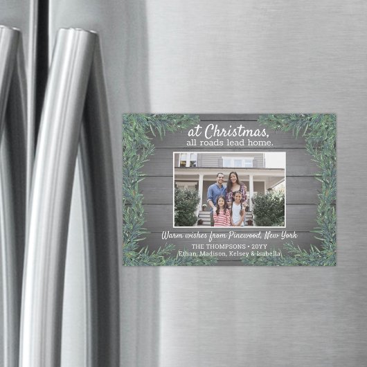 Groeten van Home Kerstfoto Magnetische Kaart