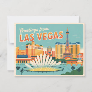  groeten van Las Vegas Classic Retro Briefkaart