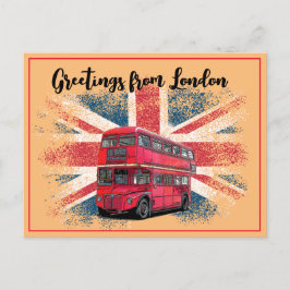 Groeten van London Red Bus Union Jack Souvenir Feestdagenkaart
