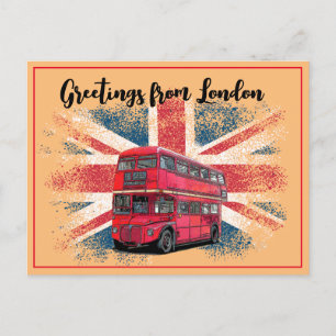 Groeten van London Red Bus Union Jack Souvenir Feestdagenkaart