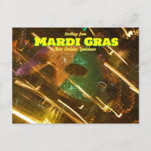 Groeten van Mardi Gras Louisiana ansichtkaart Briefkaart