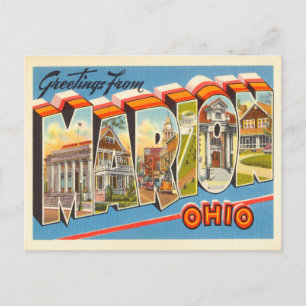 Groeten van Marion, Ohio Vintage Travel Briefkaart
