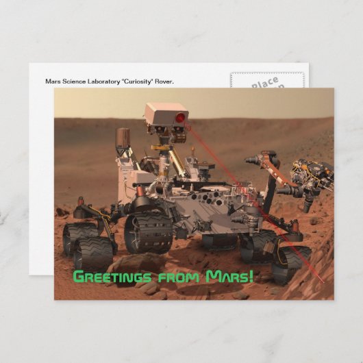 Groeten van Mars! Mars Curiosity Rover Briefkaart (Voorkant / Achterkant)