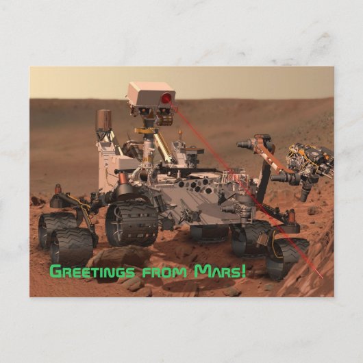Groeten van Mars! Mars Curiosity Rover Briefkaart (Voorkant)