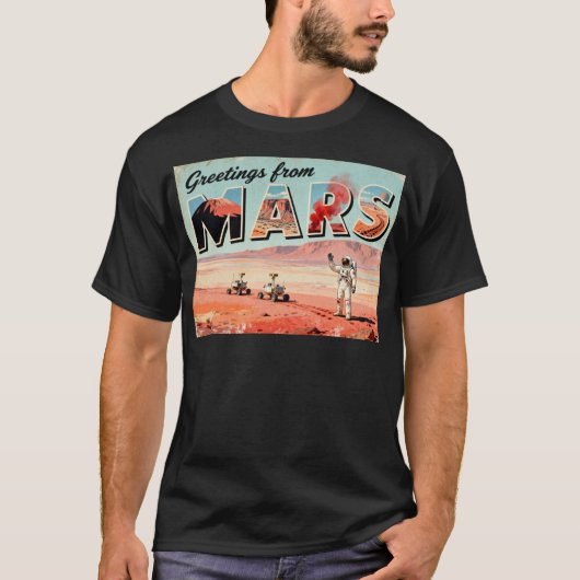 Groeten van Mars Retro Sci-Fi T-shirt (Voorkant)
