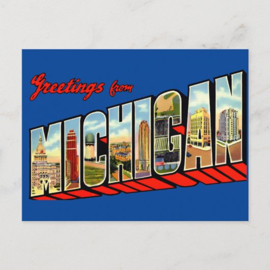  groeten van Michigan Travel Briefkaart (Voorkant)