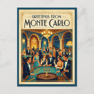 Groeten van Monte Carlo Casino Vintage Briefkaart